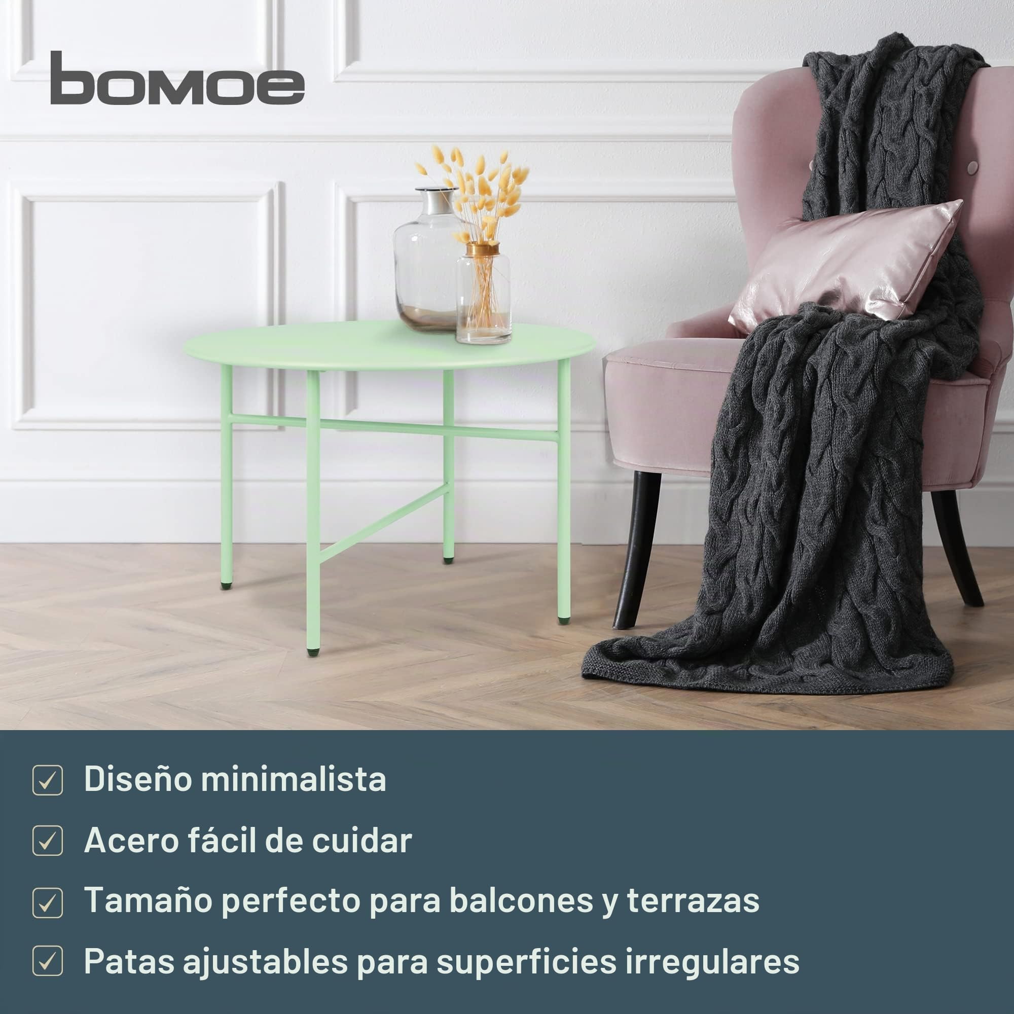 bomoe Juego de 2 Mesas Auxiliares Redondas de Metal Exteriores Centro | Resistentes a los arañazos altura y diámetro robustas ligeras para salón interior exterior balcón superficie set Finn