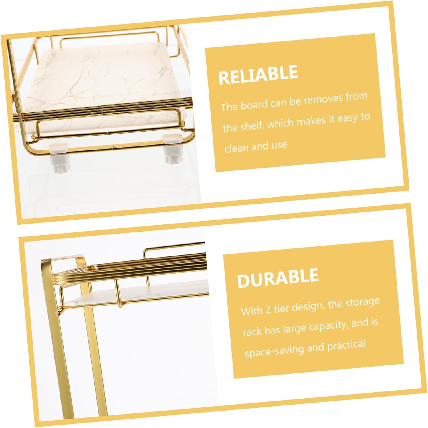 Ciieeo Storage Shelf Bathroom Countertop Organizer Marble Texture Corner Rack Foot Pads