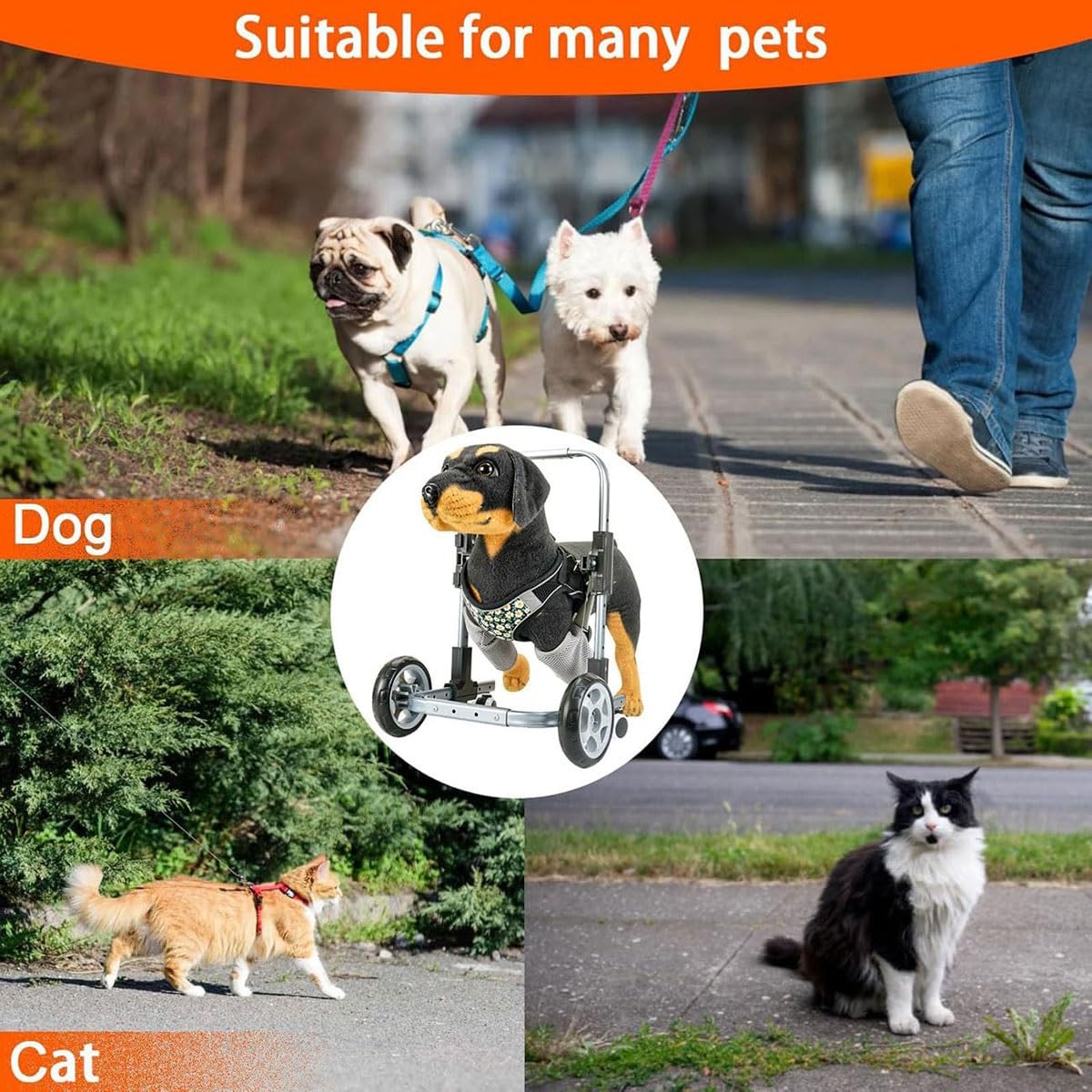 Fauteuil roulant pour chien réglable 4 roues aide rééducation pattes avant