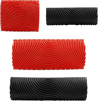4 Pcs Wood Grain Tool, Red + Black | Rubber Graining Tool, Texture Pattern, DIY Wood Pattern Graining Tool, On All Surfaces