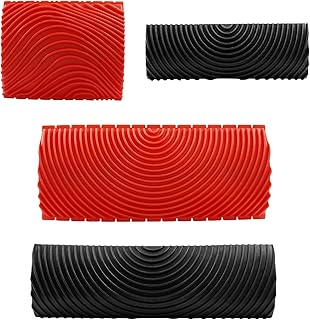 4 Pcs Wood Grain Tool, Rubber Graining Tool Texture Pattern DIY Wood Pattern Graining Tool On All Surfaces, Red + Black