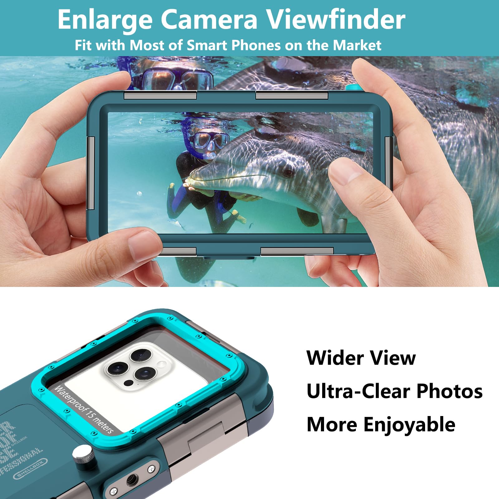 Kfisiso - Funda impermeable para teléfono de buceo, ajuste universal con iPhone 17/16/15/14/13 Pro Max Plus (tecla de volumen del teléfono a la izquierda), carcasa subacuática profesional para buceo