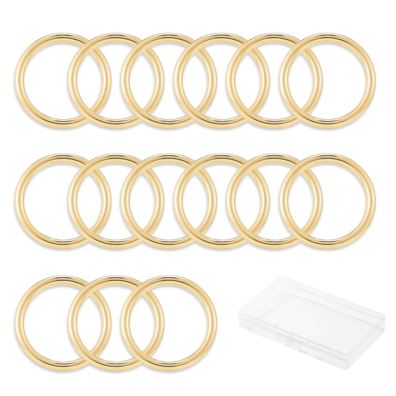 QIUTIMIY 15pcs Metal Seamless Welded O Rings,Multi-Purpose O-Ring Hardware for Crafts Dog Collar Macrame Rings,Gold 19mm - Image 4