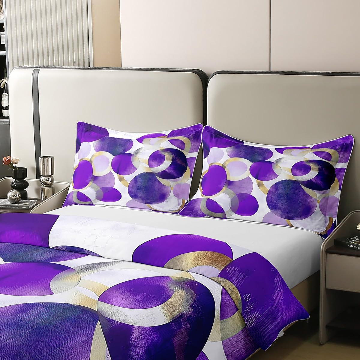 Homewish fioletowy geometryczny podwójny zestaw pościeli akwarela koło nadruk bawełna poszewka na kołdrę współczesna dekoracja poszwa na kołdrę minimalistyczny wiatr stylowe zestawy łóżek