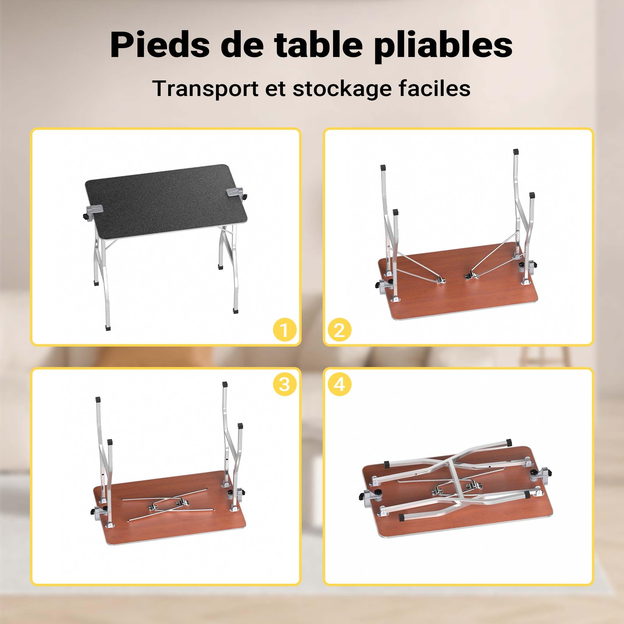 WilTec Table de toilettage canin et félin - 105 x 61,5 x 160 cm - Structure Pliable - avec 2 Sangles - Surface de toiletteur Soins Grooming pour Chiens et Chats