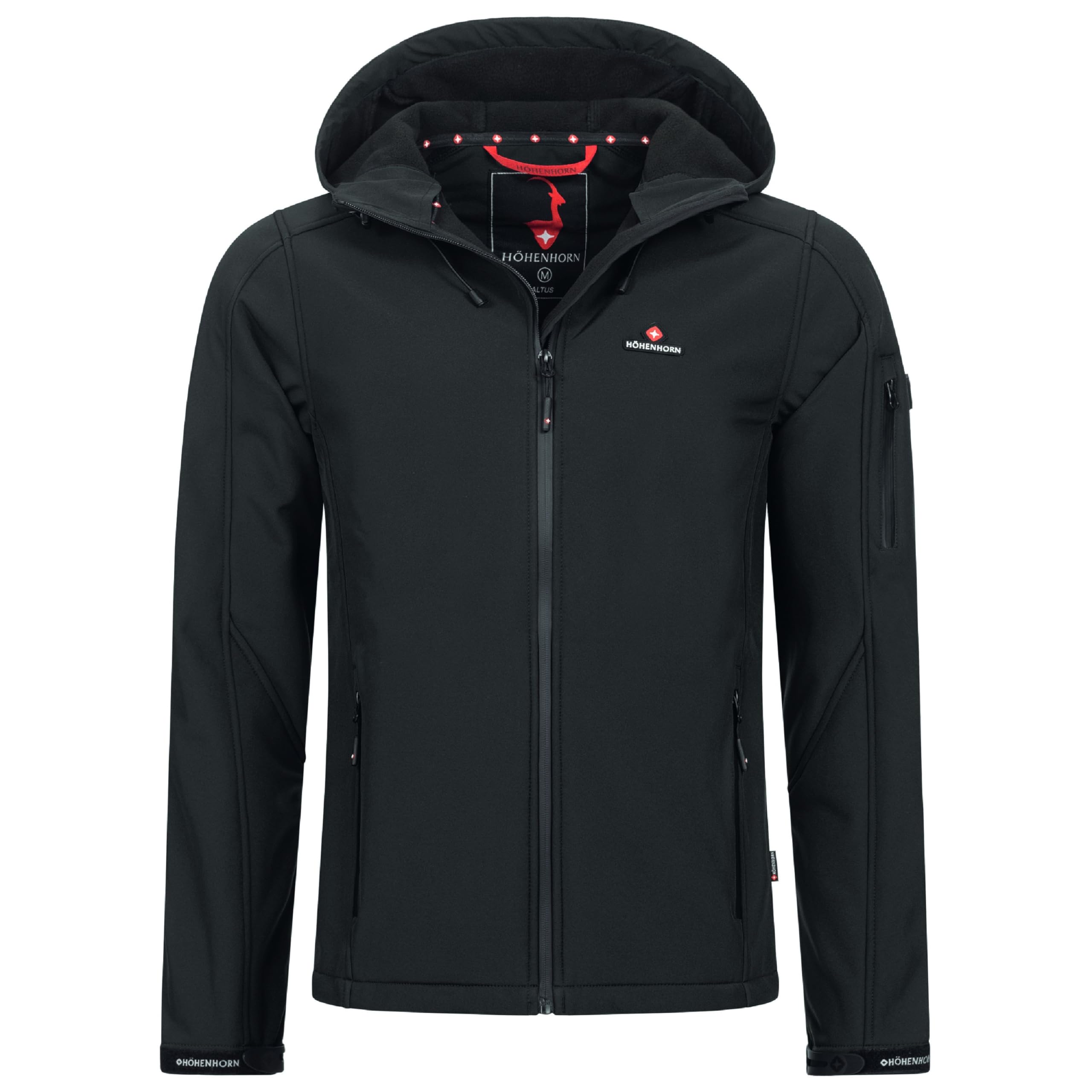 Höhenhorn Altus Men's Softshell Outdoor Functional Jacket Leisure Jacket Waterproof Breathable Warm with Microfleece Lining, Midnight black, XL
