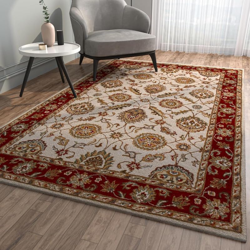 Handmade Tufted Wool Carpet – Premium Thick Embossed Geometric Design Rug for Living Room, Bedroom & Hall (Multi 36, 7 x 7 Feet Square)-image-32