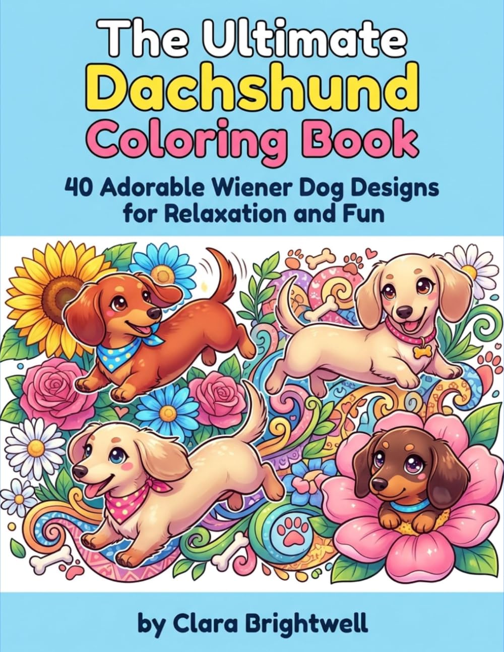 The Ultimate Dachshund Coloring Book: 40 Adorable Wiener Dog Designs for Relaxation and Fun