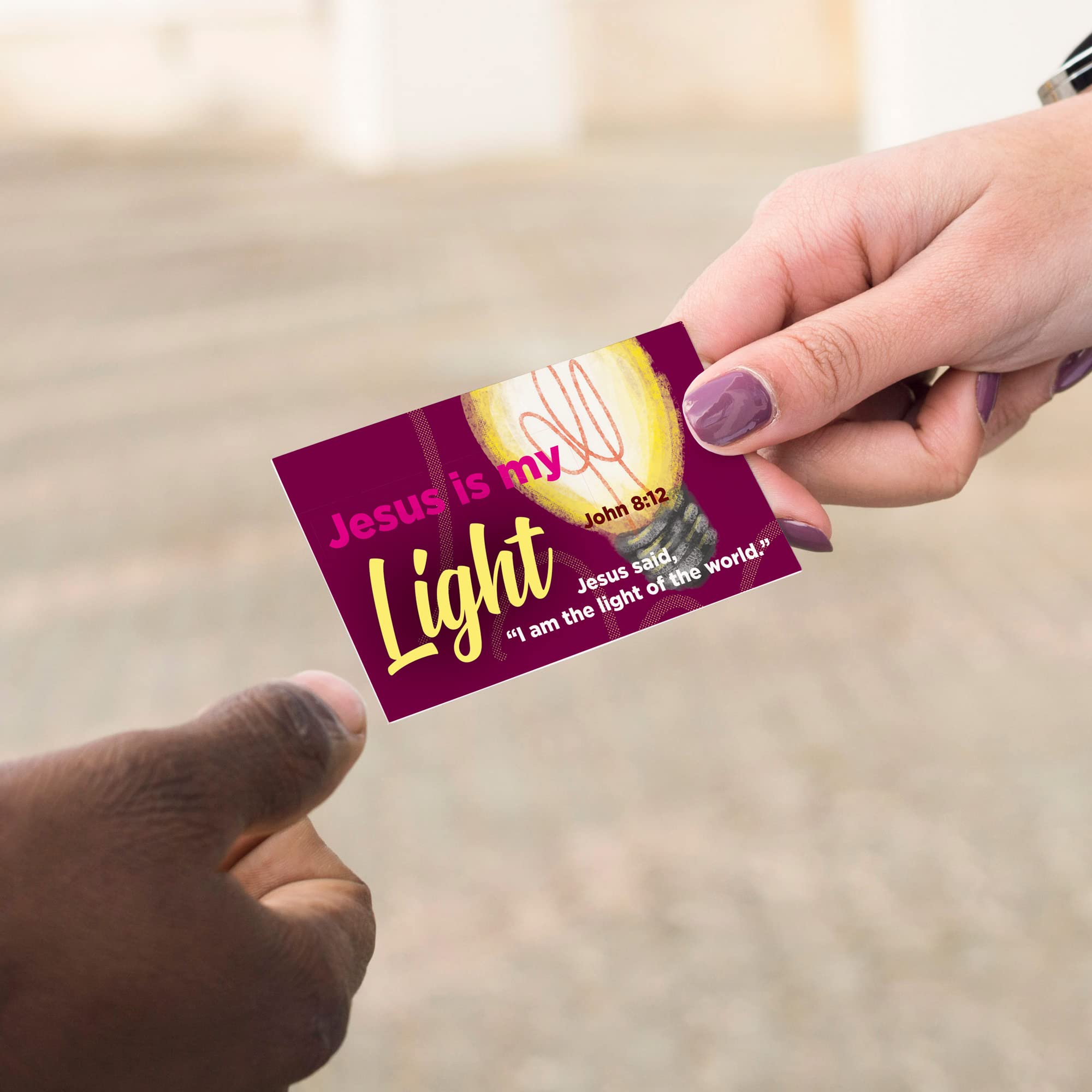 Jesus is my Light, John 8:12, Bulk Pack of 25 Affirmation Scripture Cards for Kids, Pass it On Christian Bible Verse Cards for Sunday School, Childrens Church, & Youth Group Ministry - Image 3