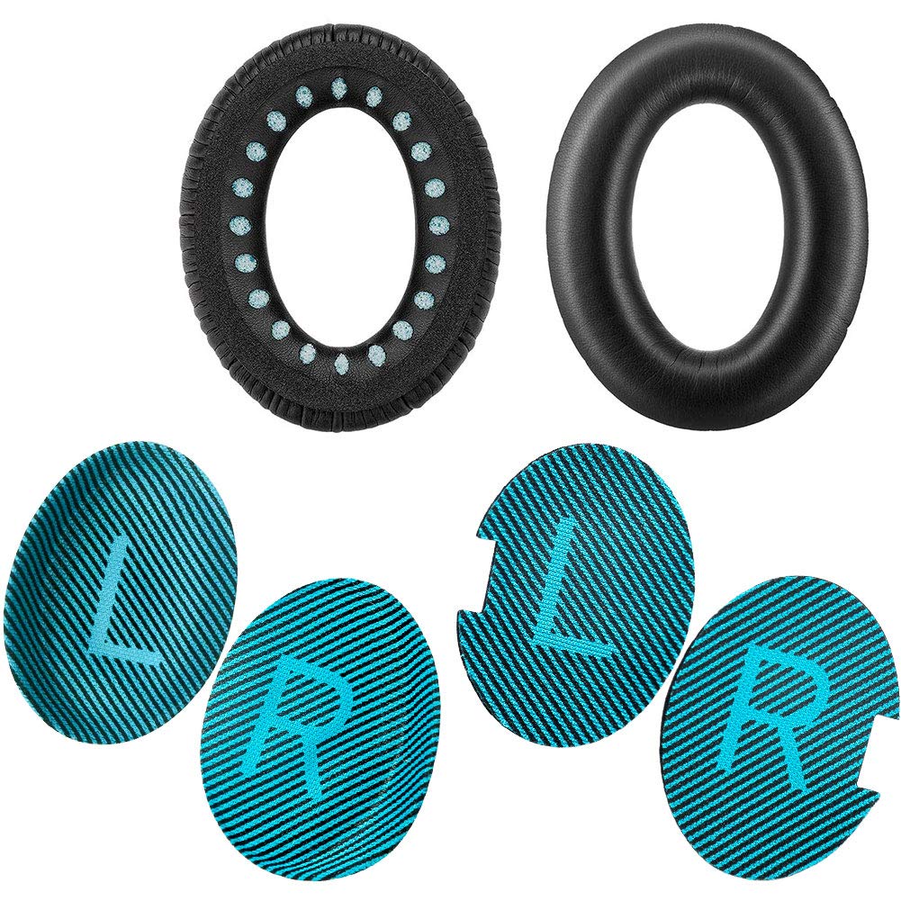 QC35 Almohadillas de repuesto para auriculares, QC35, QC35ii, almohadillas de repuesto para auriculares – Compatible con Quiet Comfort35, QC25, QC35ii, QC15, AE2, AE2i-Cómodo y duradero (azul)