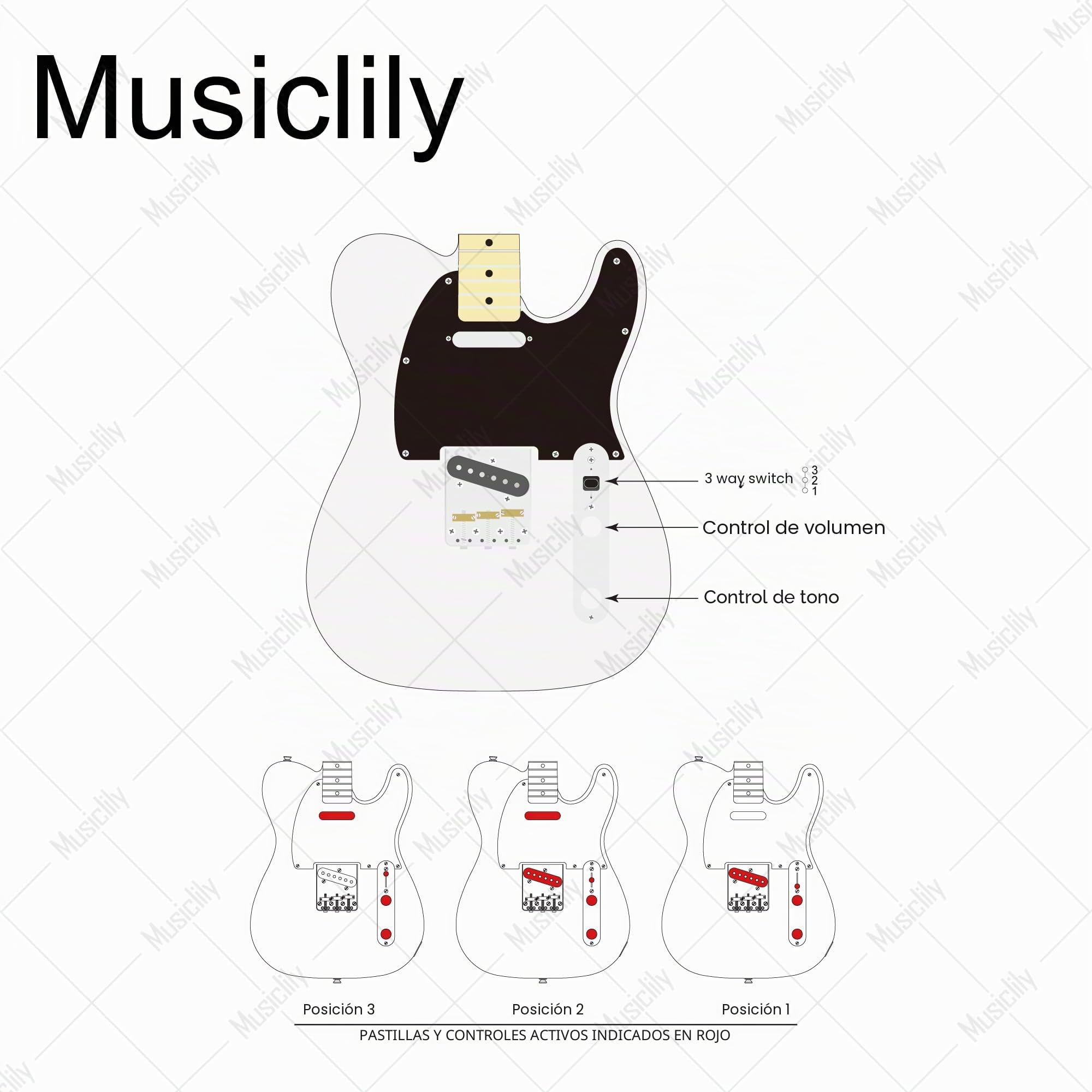 Musiclily Pro Guitarra Eléctrica Pre-cableado Kit de Electrónica para American Tele Style con Selector 3 Posiciones y 2A Potenciometros, Cromado