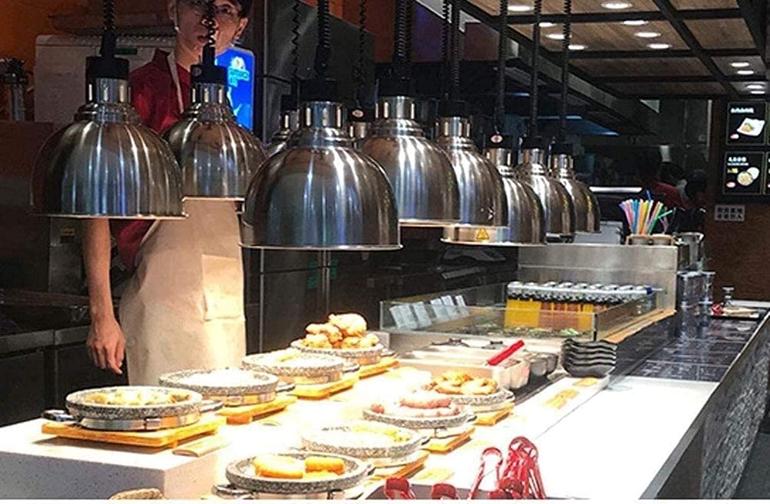 Komercyjna lampa grzewcza podgrzewacz żywności światło kawiarnie restauracje żyrandol 2 szt. lampy grzewcze podgrzewacz żywności żarówka grzewcza na podczerwień sprzęt f