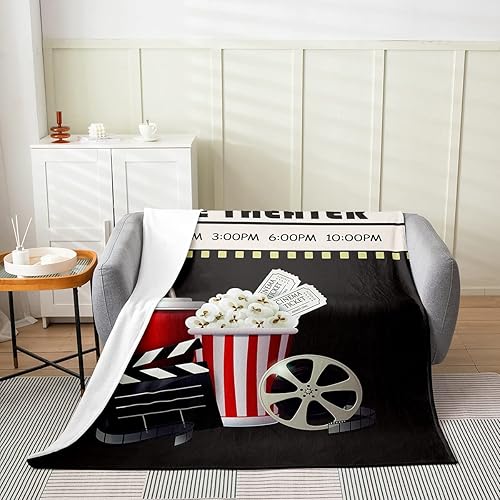 Miniatura 2 de Feelyou Manta de cama vintage con entradas de cine para todas las estaciones, manta de felpa con temática de cine, manta de franela de forro polar
