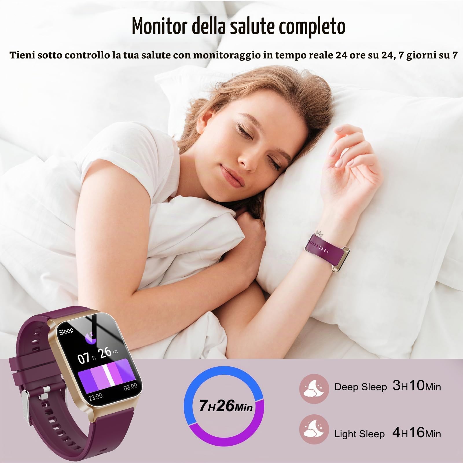 STECEi Smartwatch Uomo Donna Rispondi/Effettua Chiamate, 1.85" Orologio Smartwatch con 113 Sportivo, Impermeabil IP68 Sportivo Watch con Contapassi/Sonno/Cardiofrequenzimetro, Rosso Vivo