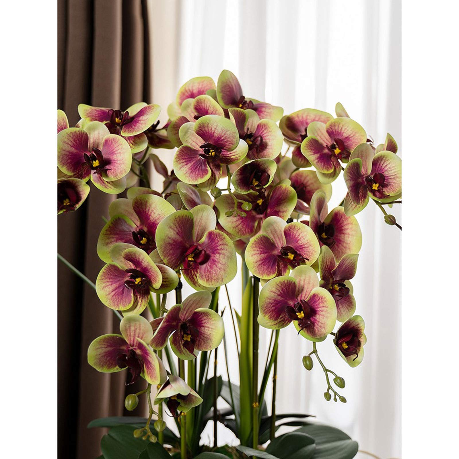 Orchidée artificielle Phalaenopsis en soie, arrangement floral, fleurs d'orchidée artificielles avec vase en céramique, décoration de table de mariage, de salle à manger, pour la maison et le bur