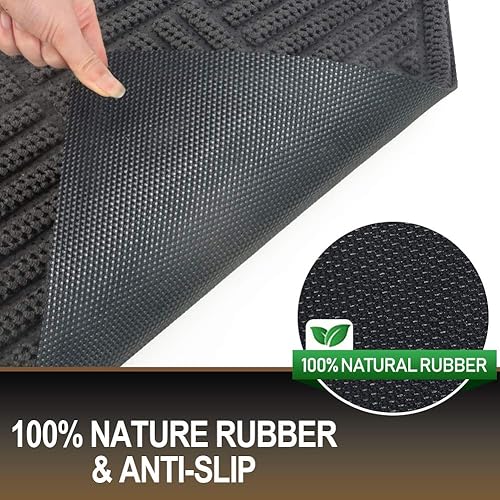 Miniatura 111 de Mibao Tapete para puerta delantera, resistente y duradero, tapete de bienvenida para interiores y exteriores, atrapador de suciedad, impermeable