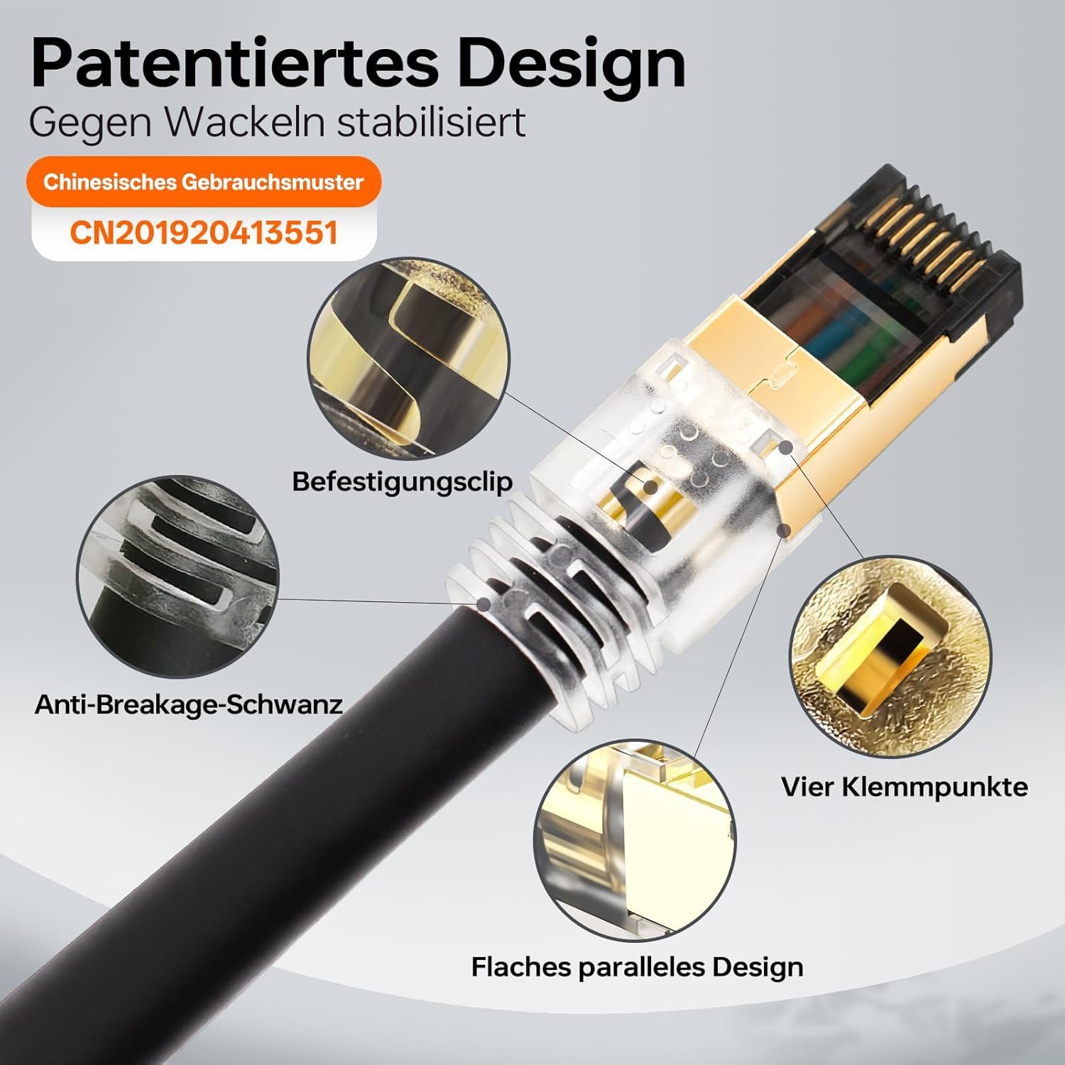 Câble réseau Ethernet Cat 8, 23 AWG, blindé S/FTP, 40 Gbps, jeu haute vitesse, étanche (10 mètres)