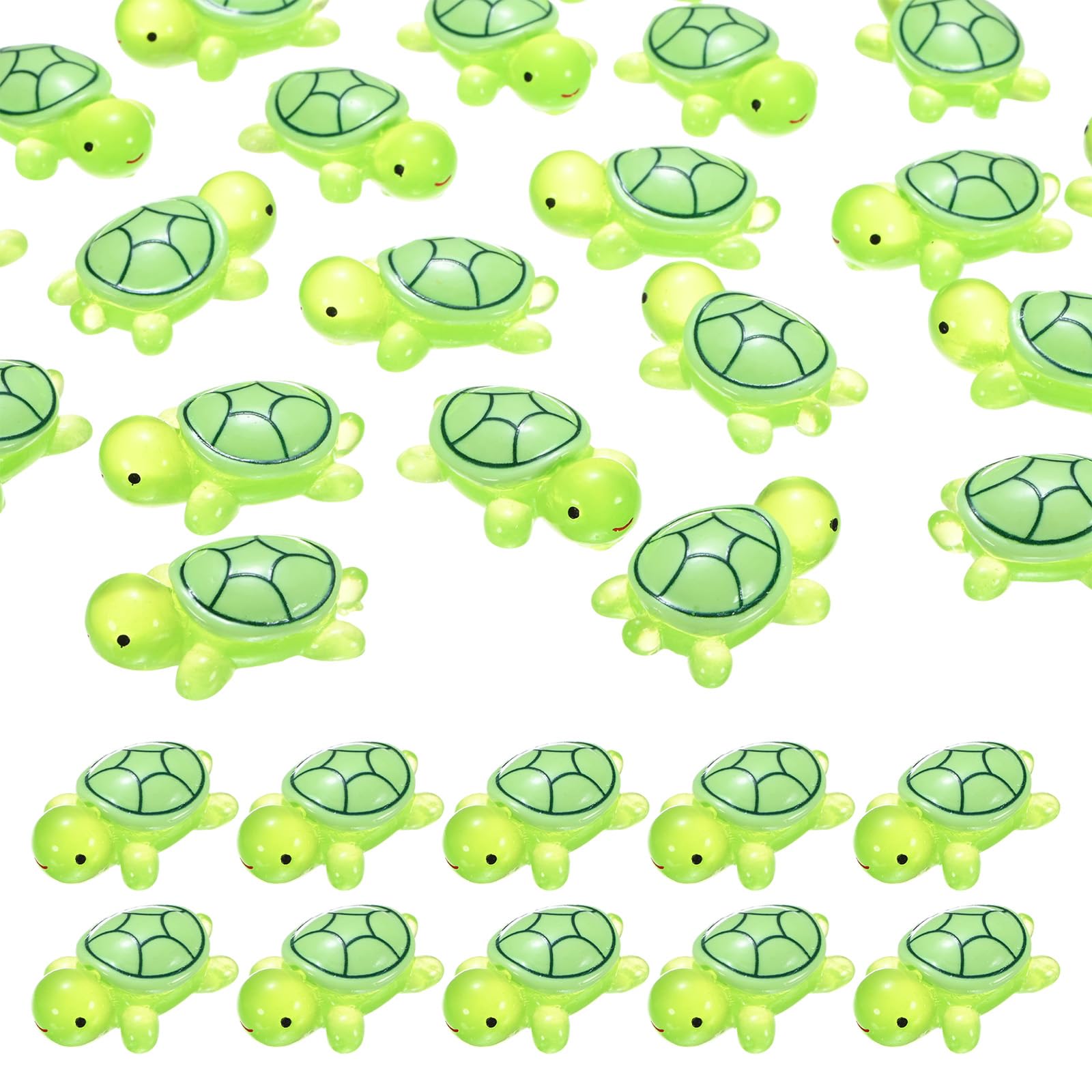 M METERXITY 30-Pack Luminous Small Resin Turtles, 3.39" Glow in the Dark Tiny Sea Turtle for Fairy Garden/Micro Landscaping/Dollhouse, Cute Miniature Ocean Animal Figurine to Hide [Green]