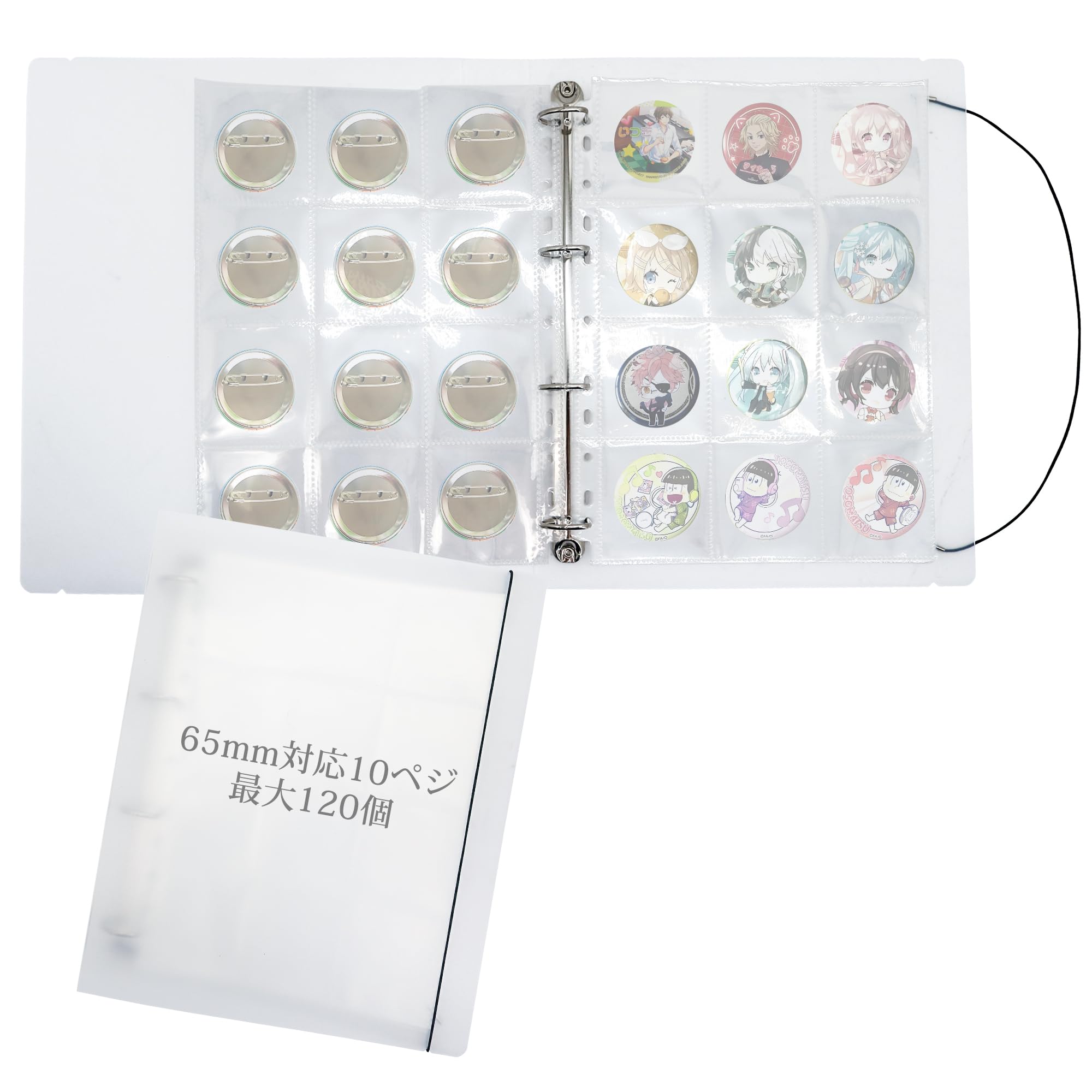 GraduationMall 缶バッジ 収納ファイル 65mm 缶バッジカバー 最大120枚収納可能 大容量 耐久性