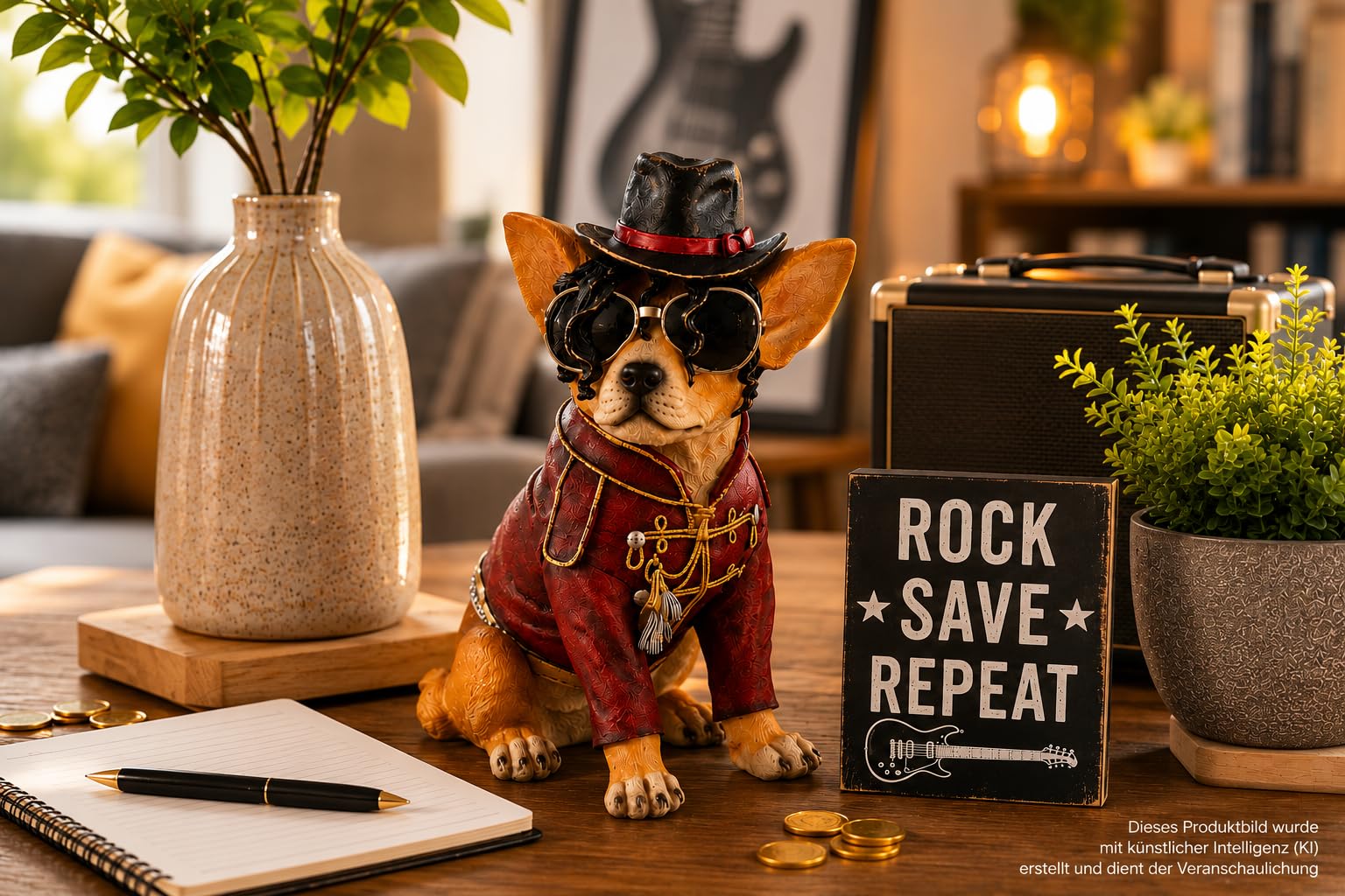 Hundespardose Rockstar Design Farbenfrohe Hunde Dekofigur Polyresin Spaschwein (Modell Rockstar)