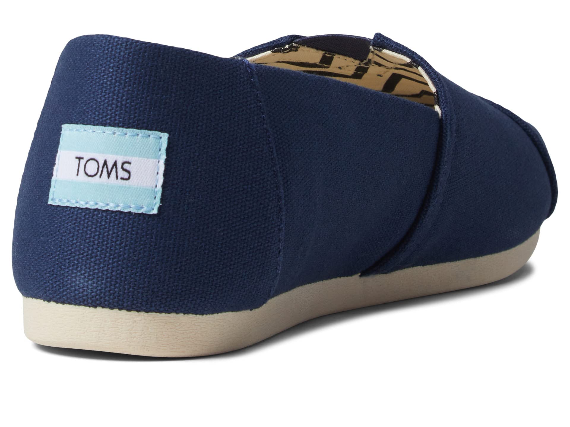 TOMS Alpargata Jute damskie bordowe espadryle, Granatowe szerokie płótno bawełniane z recyklingu, 7.5 UK Wide