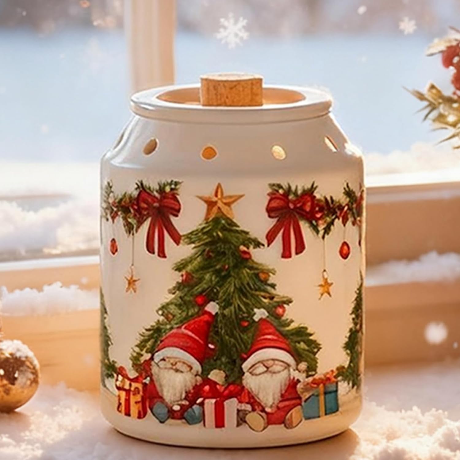 Candeldo Christmas Wax Melt Warmer: Gnomes Wax Melter for Scented Candle Cute Electric Wax Burner with 2 Light Bulbs Home Decor Christmas Day Gift for Women