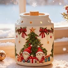 Candeldo Christmas Wax Melt Warmer Gnomes Wax Melter for Scented Candle Cute Electric Wax Burner with 2 Light Bulbs Home Decor Christmas Day Gift for Women