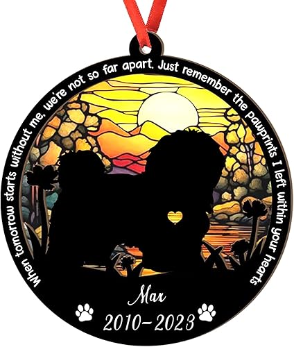 Miniatura 33 de Adorno personalizado para atrapasoles Bichon Frise, Bichon Frise Sun Catcher Adorno de Navidad – Regalo para perro amante, Bichon Frise 3D 2 capas