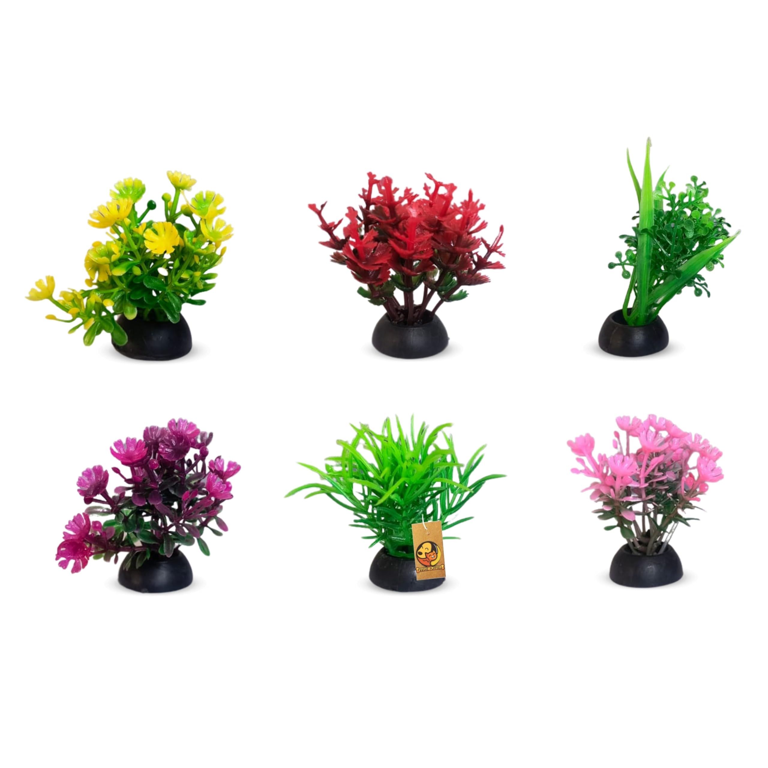 Foodie Puppies 6 in 1 Aquarium Artificial Plastic Simulation Decorative Aquatic Accessories Plants for Fish Tank Aquarium (Color May Vary) (Plant 16, 5cm)