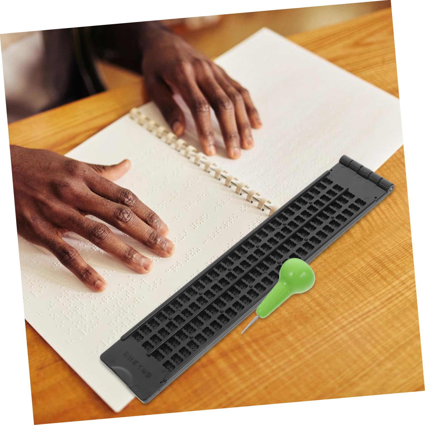 Valiclud Kit De Escritura Braille PortáTil Con Pizarra Y LáPiz Capacitivo Herramienta De EnseñAnza Para Ciegos DiapasóN Braille De 4 LíNeas Y 28 Celdas Accesorios De Aprendizaje Adaptados