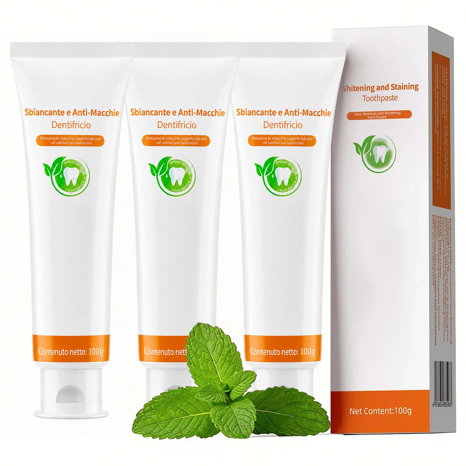 KUGIG Dentifricio Sbiancante Senza Fluoro alla Menta, 100 g (3 Tubo) | Formula delicata per l’uso quotidiano, pensata per una pulizia confortevole e una piacevole sensazione di freschezza