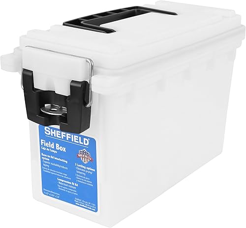 Sheffield 12635 Caja de almacenamiento de municiones, cajas de campo de .30 calibre apilables, resistentes al agua y al polvo, caja de
