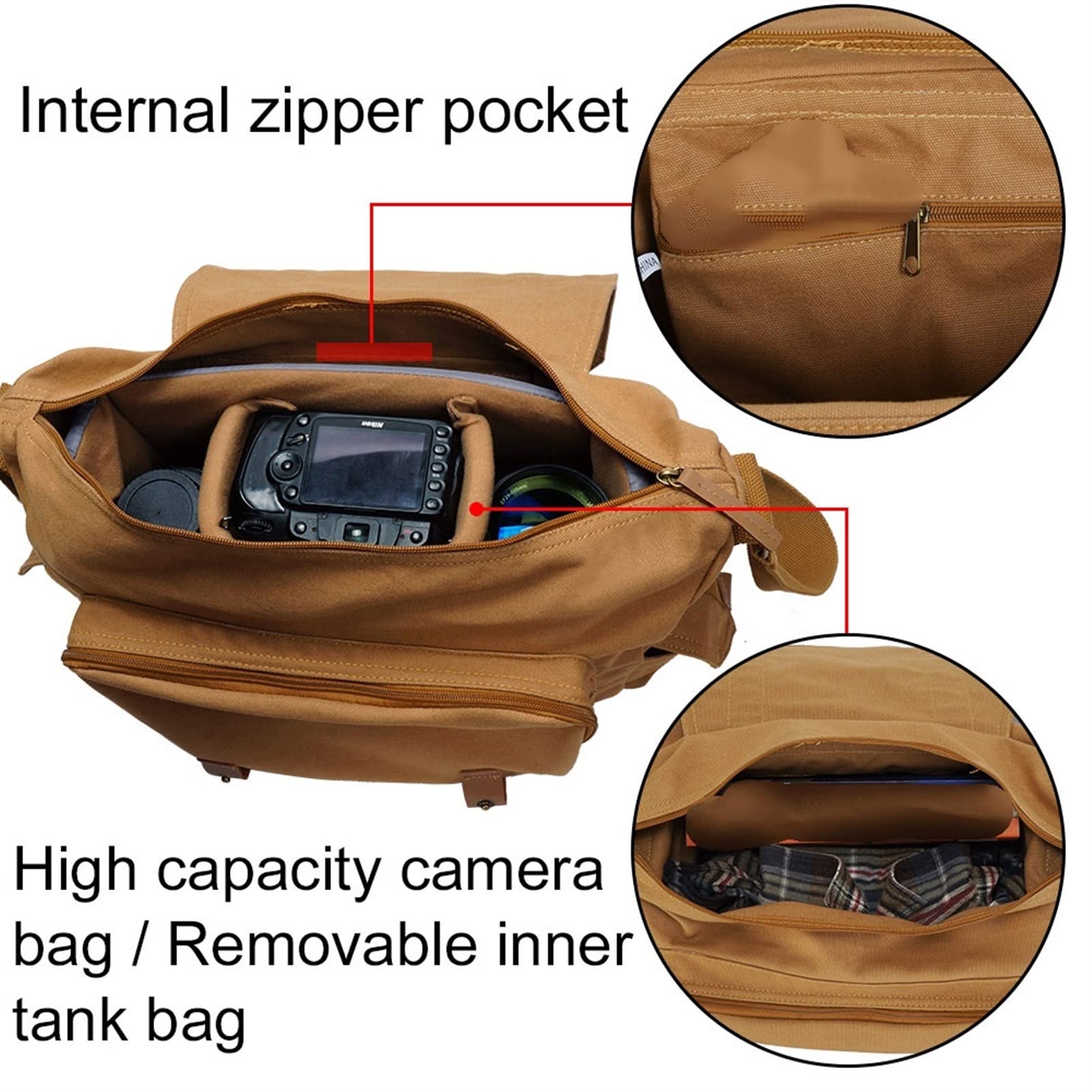 SLR Fotocamera Borsa a tracolla Lenti Wired Treppiede Borsa da viaggio for viaggi all'aperto Borsa da viaggio Grande Capacità Canvas Messenger Bag Adatta for Nikon Fit for Canon Fit Fit for