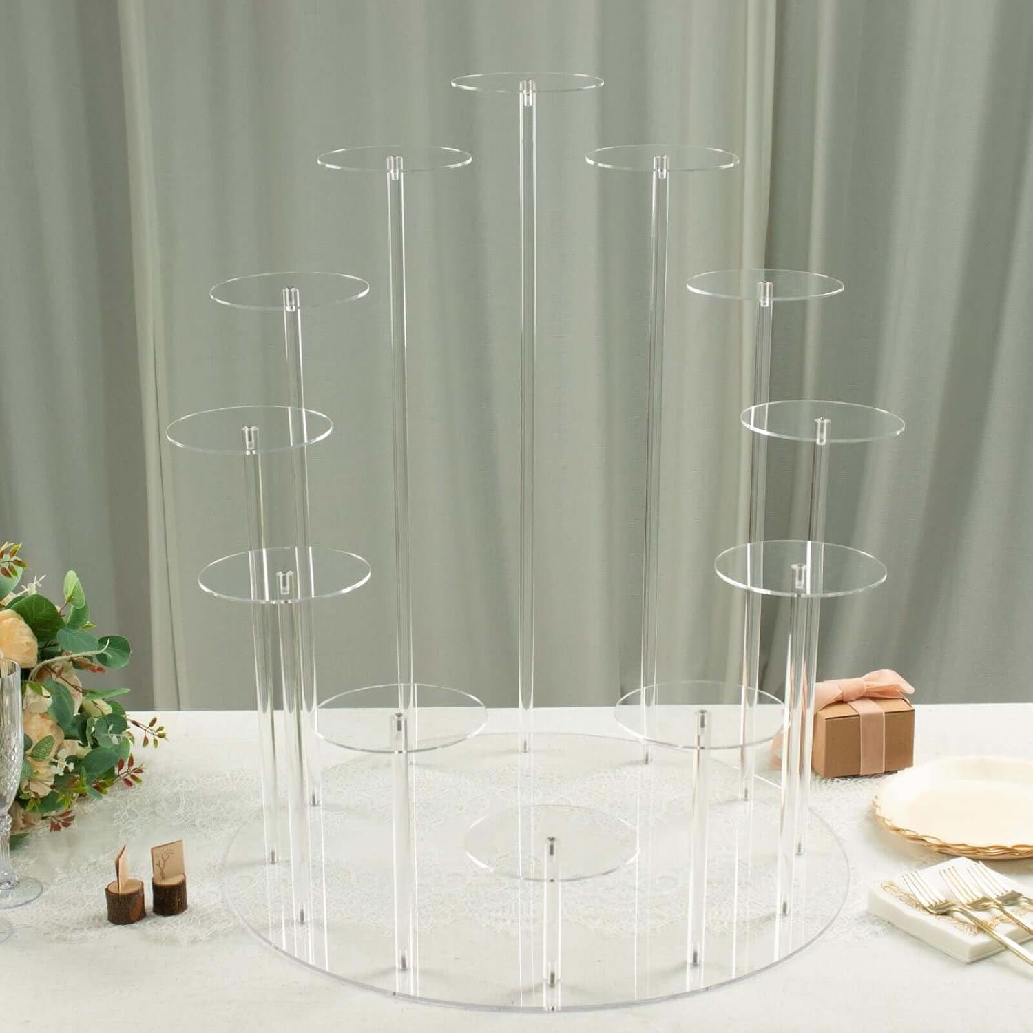 Efavormart 29" Tall 12-Arm Tiered Clear Acrylic Dessert Display Stand, Multi-Layer Round Tray Cupcake Serving Rack