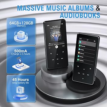 64GB MP3 Player with Bluetooth 5.3, Speaker & White Noise Sounds