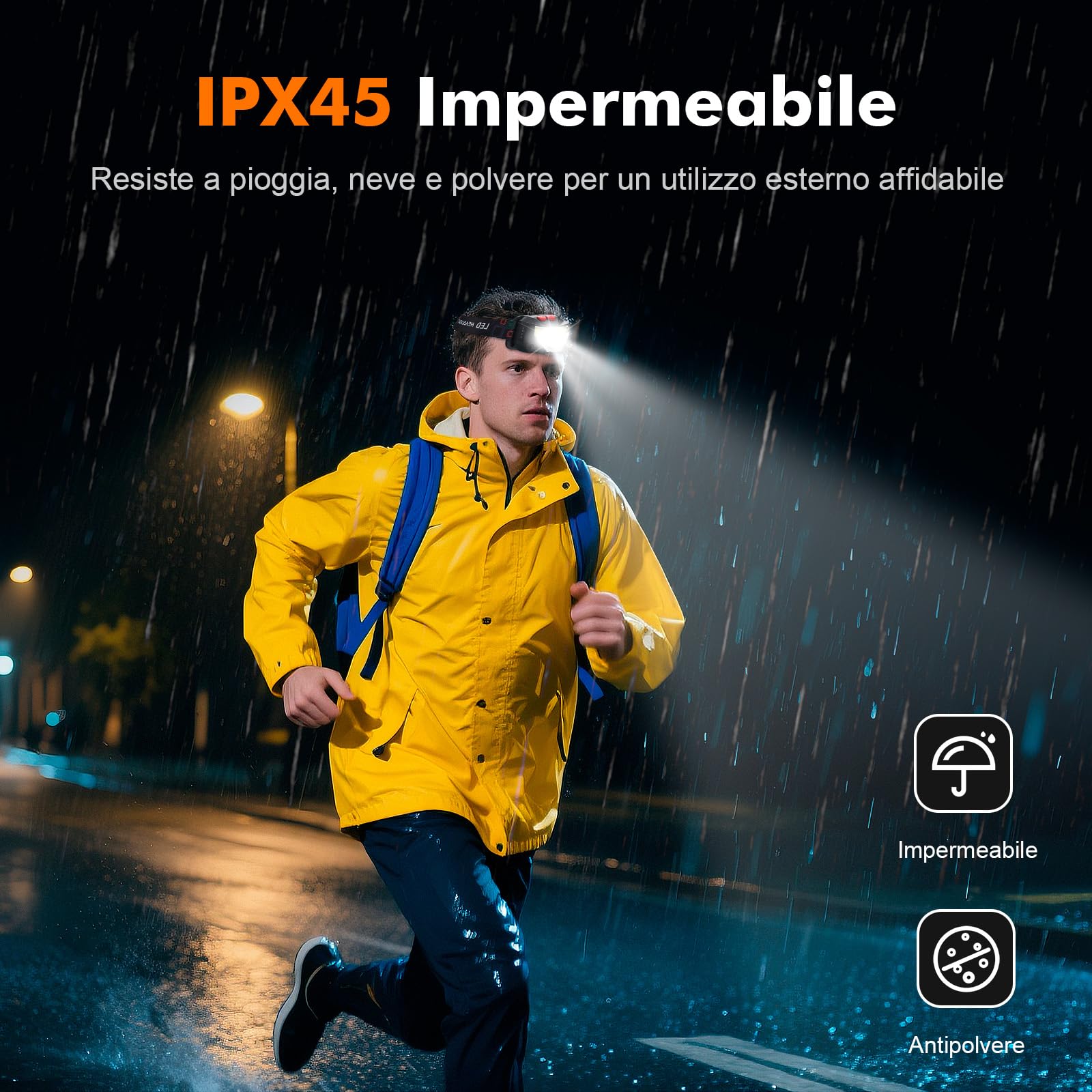 GRIFEMA Torcia Frontale LED Ricaricabile, 8 Modalità di Illuminazione con Sensore di Movimento, Batteria da 1200mAh, Angolo Regolabile, Leggera e Compatta, Ideale per Corsa, Trekking, Campeggio