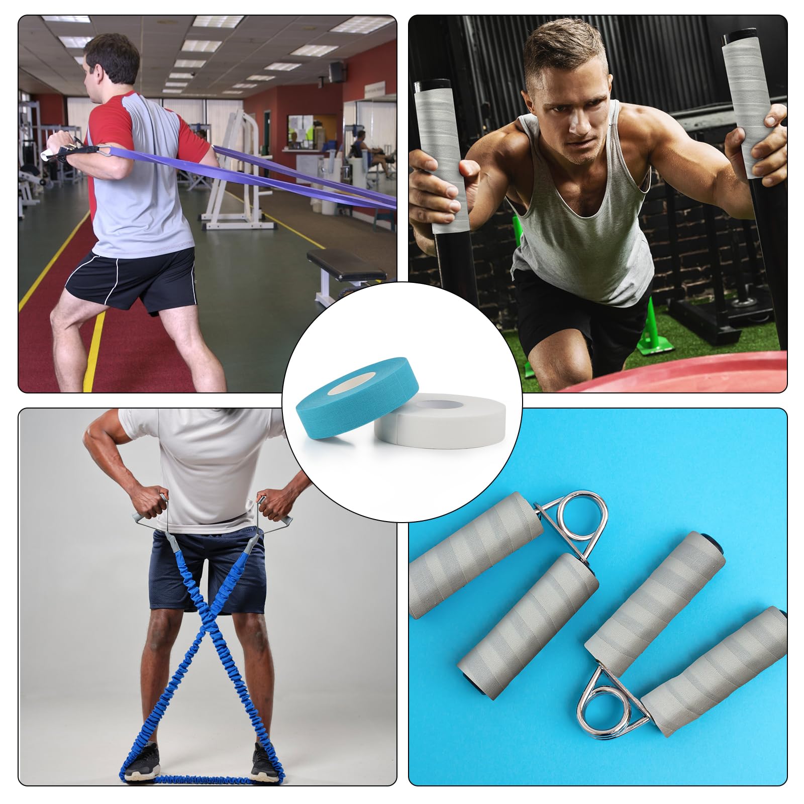 SWAWIS 2 Rollos Cinta de Hockey, 2.5cm*25m Cinta de Tela para Hockey Negro & Verde/Azul & Blanco, Cinta de Agarre de Hockey para Hockey Agarre de Bádminton