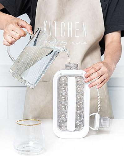 Miniatura 10 de LittleStar - Bandejas de cubitos de hielo, recipiente portátil 2 en 1 para hacer bolitas de hielo, 17 rejillas, cuerpo plano y tapa, para hockey,