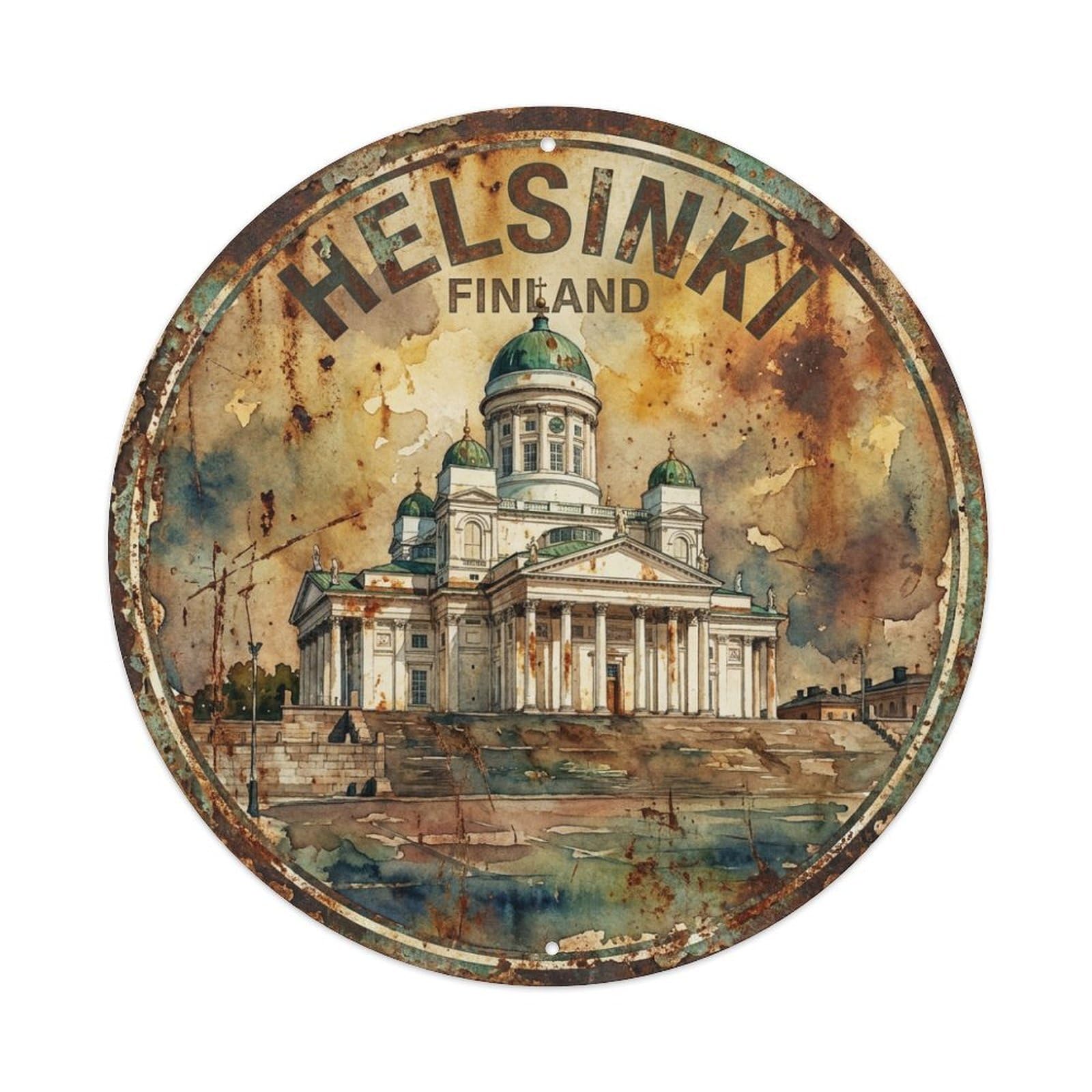 Metal Tin Sign Vintage Travel Finland Helsinki