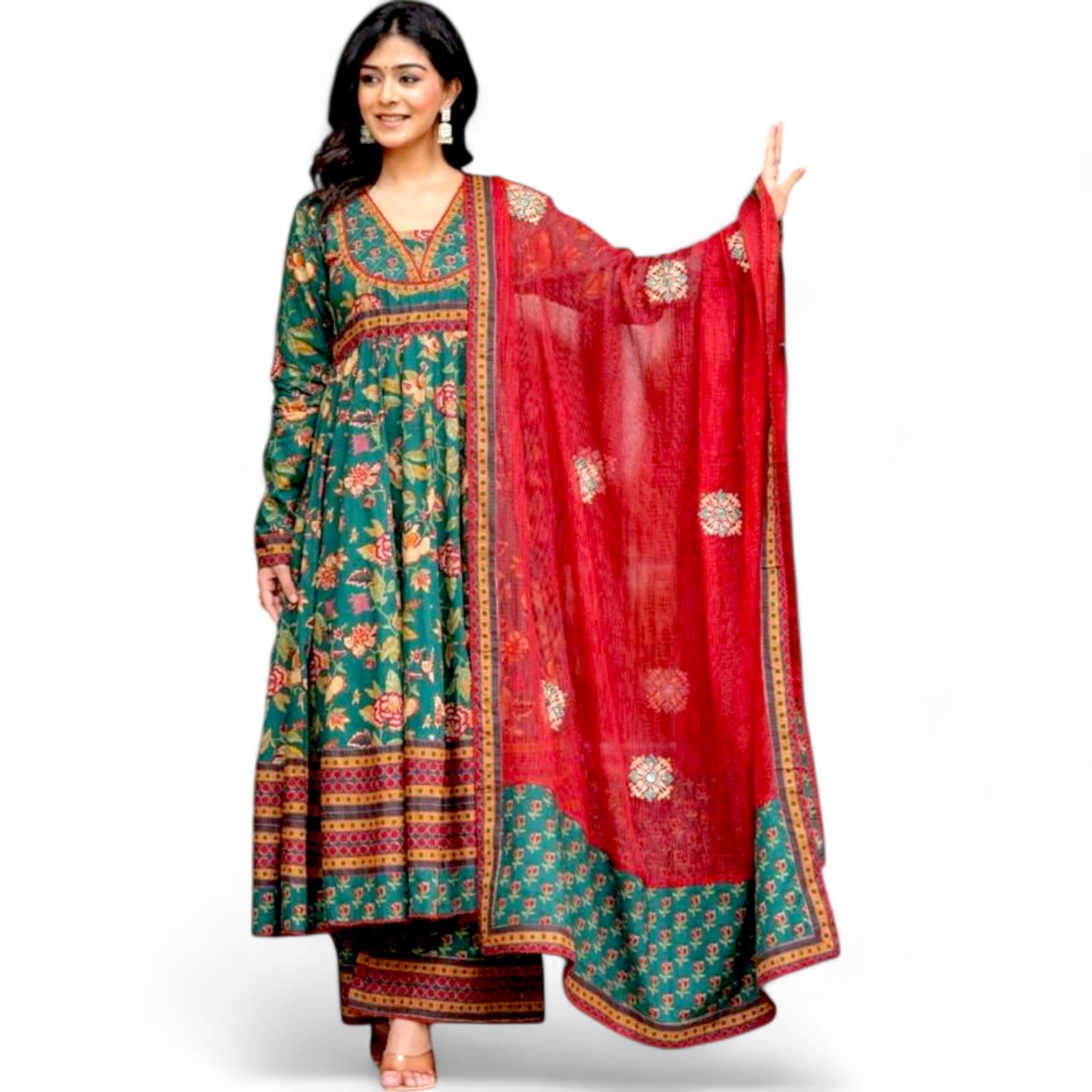 RangMahal Dames Mooie Zware Anarkali Geborduurde Kurti met Palazzo RangMahal Dames Mooie Zware Anarkali Geborduurde Kurti met Palazzo