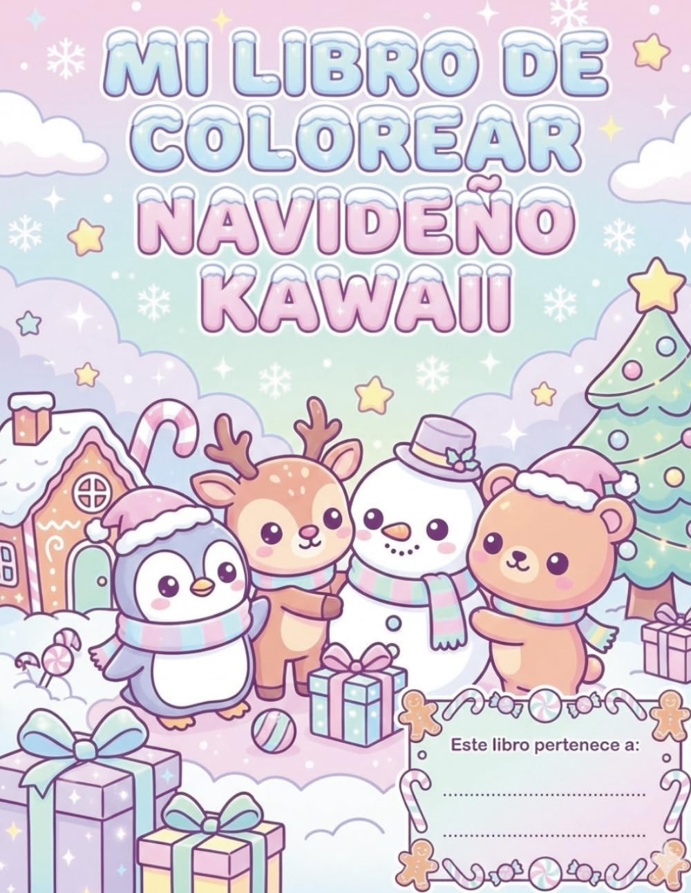 Navidad Kawaii Libro de Colorear: Dibujos Fáciles, Tiernos y Acogedores con Líneas Gruesas | Una Aventura Navideña Relajante para Niños y Niñas