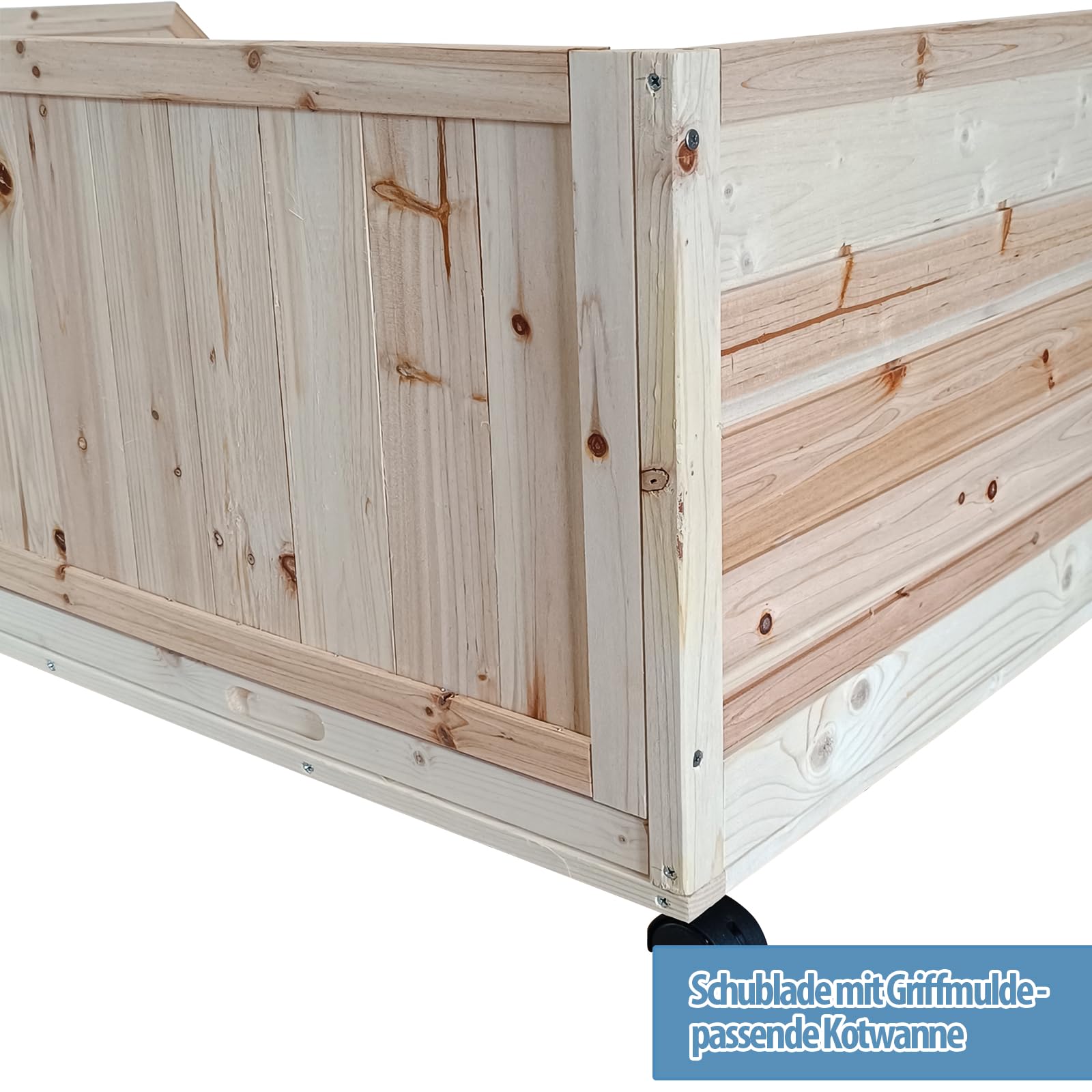 Meerschweinchen Stall aus Kiefernholz - 113 cm - Kleintierstall - auf Rollen - Gehege