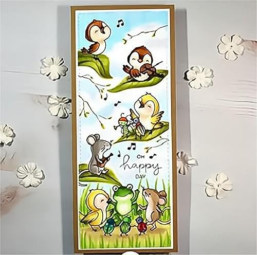 Miniatura 4 de Happy Bird - Juego de sellos y troqueles transparentes de silicona para hacer tarjetas, plantillas de corte de metal para álbumes de recortes, álbum