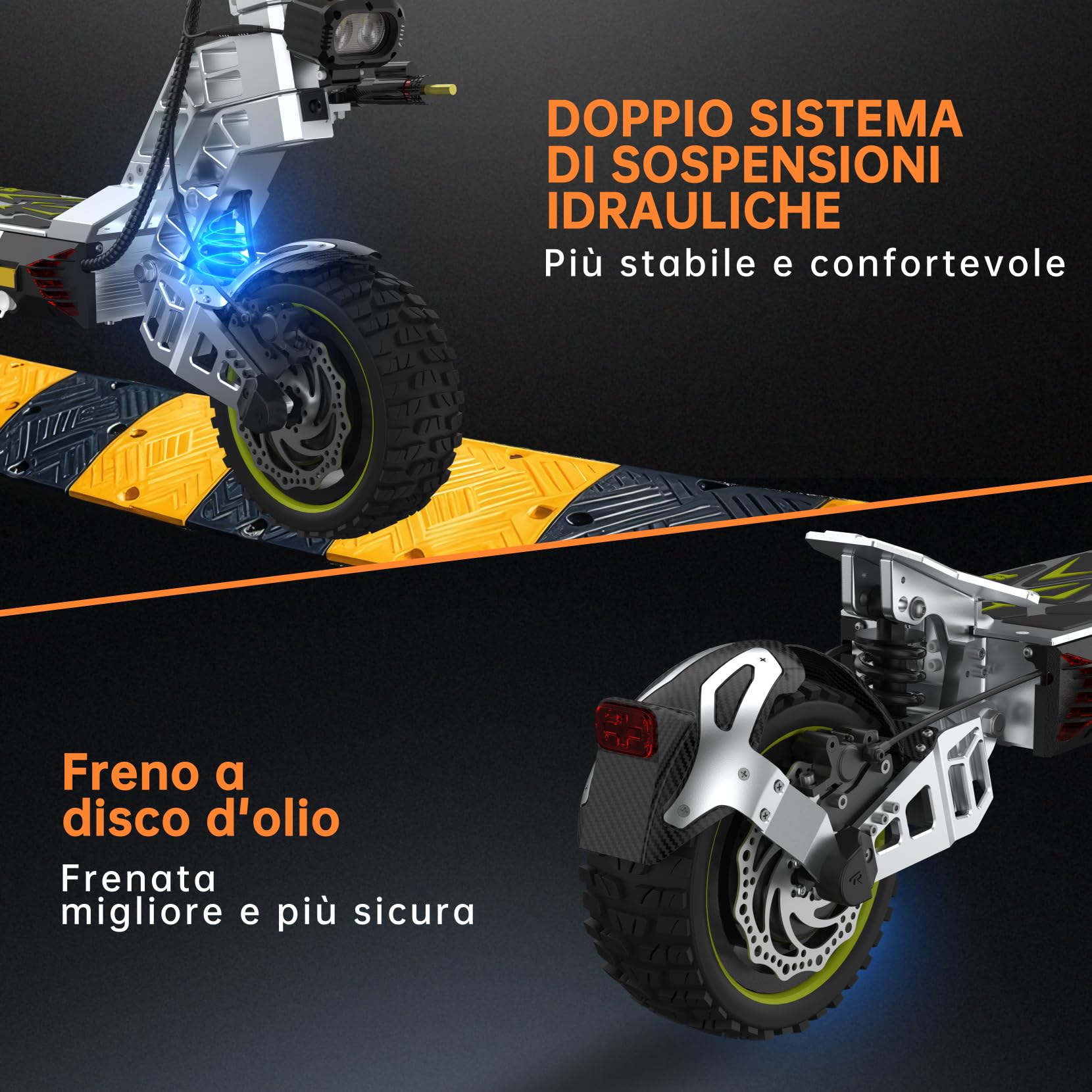 T3 Max Monopattino Elettrico, 2 Potenti Motori, Batteria da 60V 28.6Ah, Autonomia 75-85KM, Pneumatici All Terrain da 10.5 Pollici, 3 Modalità di Velocità, Schermo Intelligente