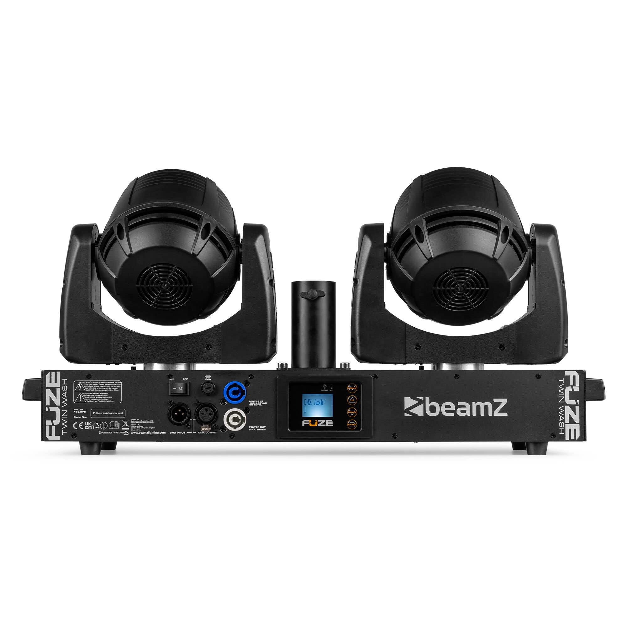 BeamZ Fuze Twin Wash Moving Head Bar, 2x RGBW LED Moving Heads + LED Bar, Lichtorgel Musikgesteuert, DMX, Zoomfunktion, Bühnenlicht für DJ, Events, Club & Live-Auftritte