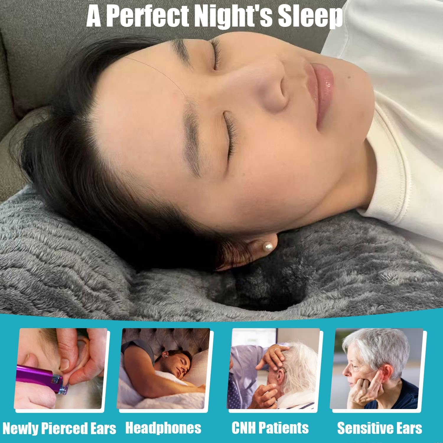 Ear Piercing Pillow for Side Sleepers with Holes for Ear Pain Relief