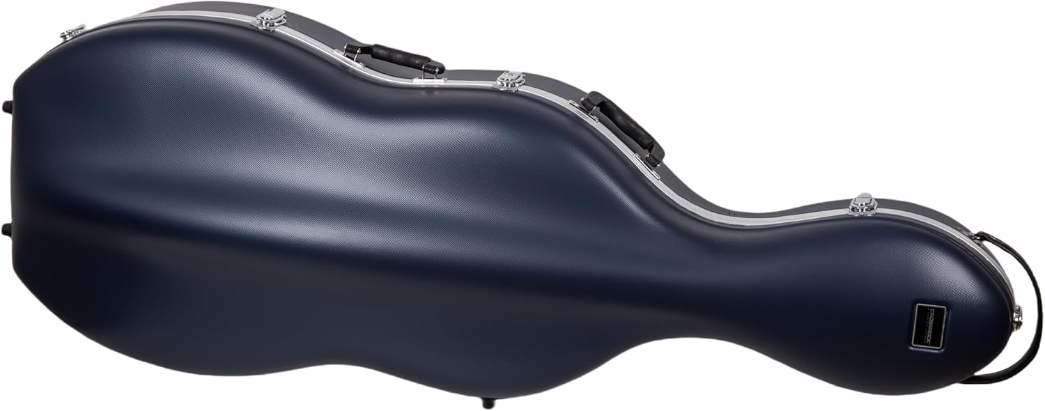 Crossrock ABS Cello Case for 4/4 or 3/4 Size | Matte Blue Diamond Texture, Durable Hard Shell with Backpack Straps – Ideal for Practice & Commuting