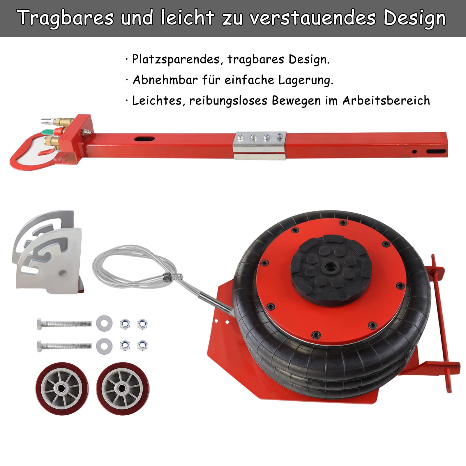 NAIZY Bolsa de Aire Jack 3T Gato neumático 6600lb Gato de Aire comprimido Gato de Aire Gato de Aire de elevación Inflable con manija Ajustable para automóvil, Rojo