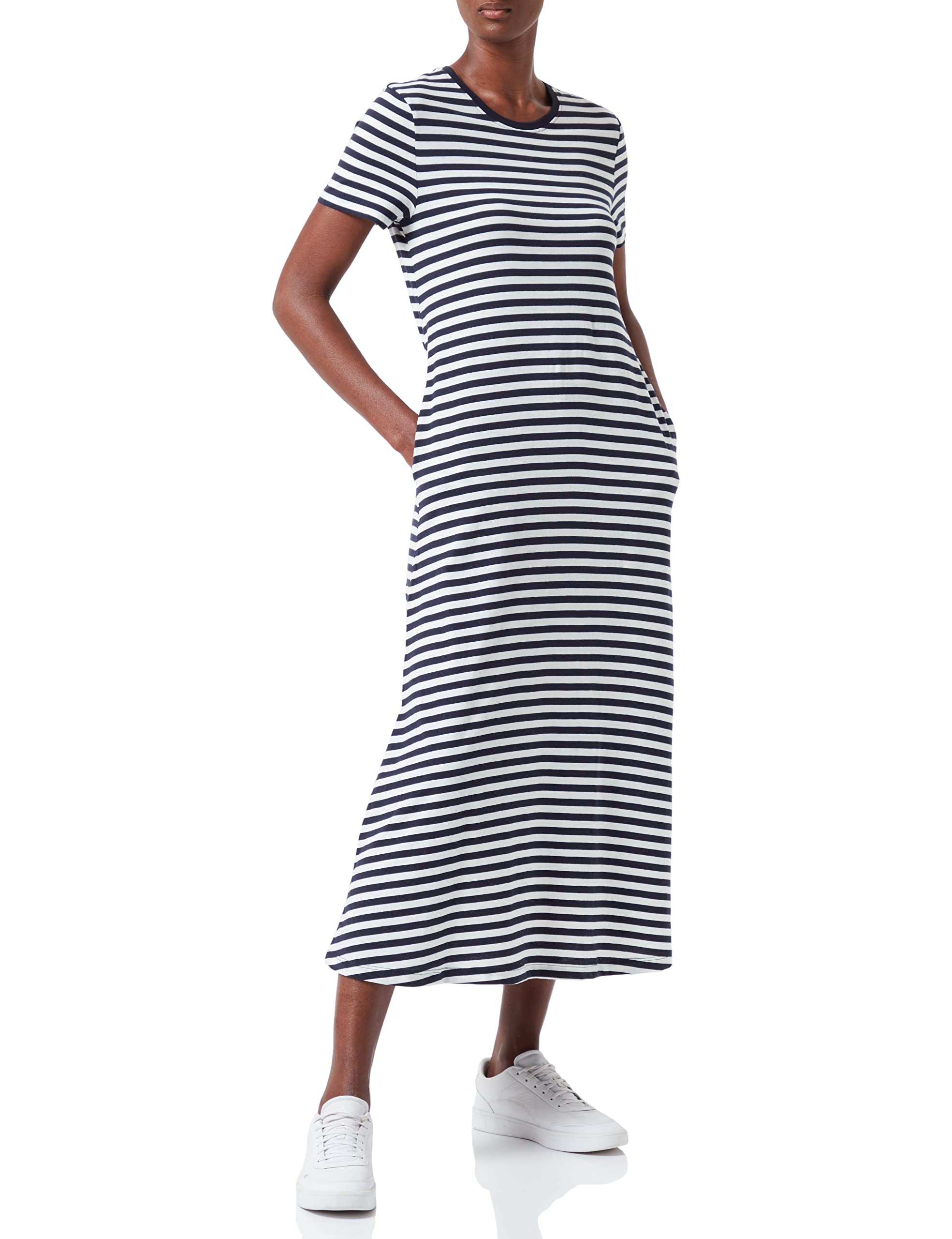 Only Onlmay S/S Long Stripe Dress Jrs Petite-Vestido de Manga Larga Mujer