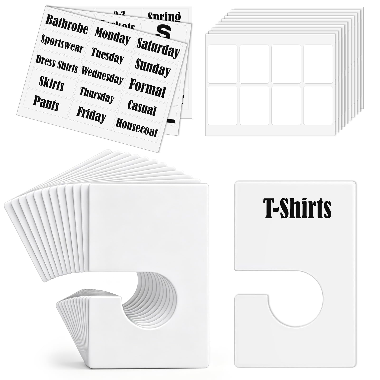 Photo 1 of MySHUCE 42 Pack Clothing Rack Dividers with Labels, White PVC Closet Organizers